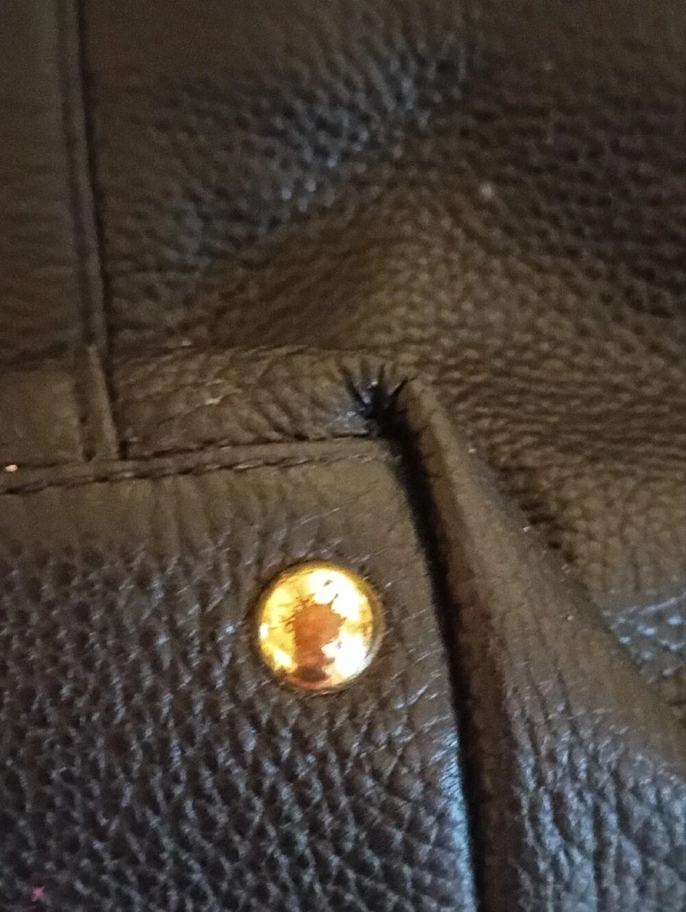 Michael Kors Pebbled  Black Leather Tote with Cream Handles and Gold Hardware